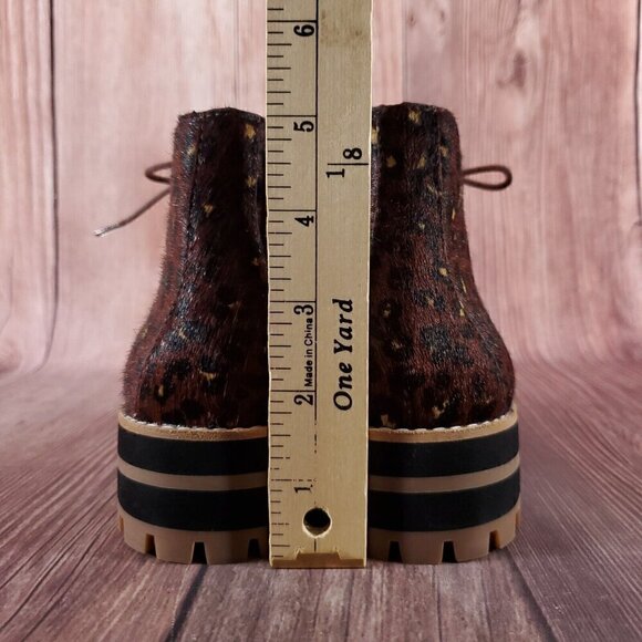 Madewell Womens Size 9 The Wren Boots Painted Leopard Calf Hair Lace Up MA484 - Picture 13 of 16